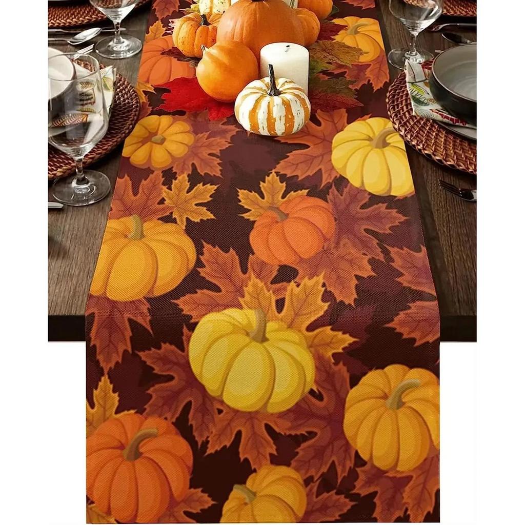 Linen Pumpkin Table Runner for Fall & Thanksgiving 7.0 180x33cm-70-8x13inch by HitMyNeed
