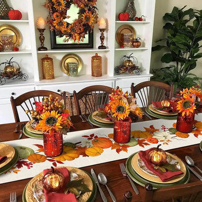 Linen Pumpkin Table Runner for Fall & Thanksgiving by HitMyNeed