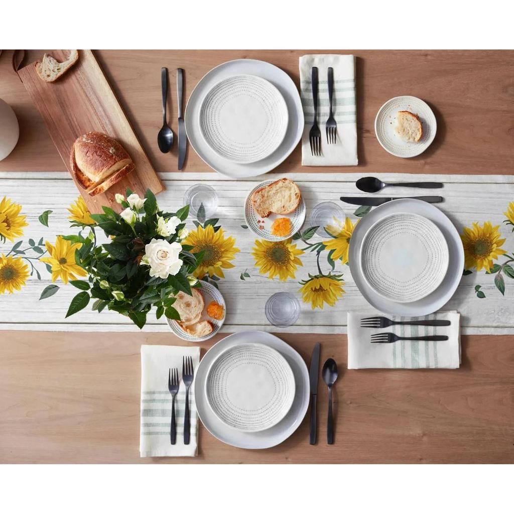 Linen Sunflower Table Runner for Dining Table by HitMyNeed