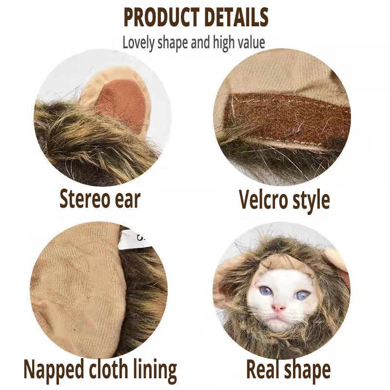 Lion Mane Wig for Cats - Adjustable Costume Accessory by HitMyNeed