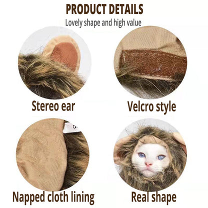 Lion Mane Wig for Cats - Adjustable Costume Accessory by HitMyNeed