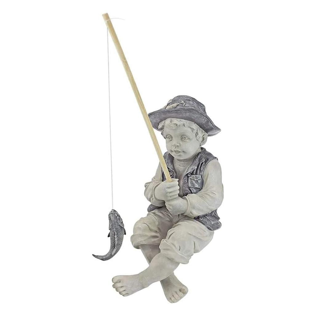 Little Boy Fisherman Garden Statue Figurine by HitMyNeed