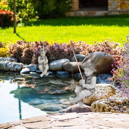 Little Boy Fisherman Garden Statue Figurine by HitMyNeed