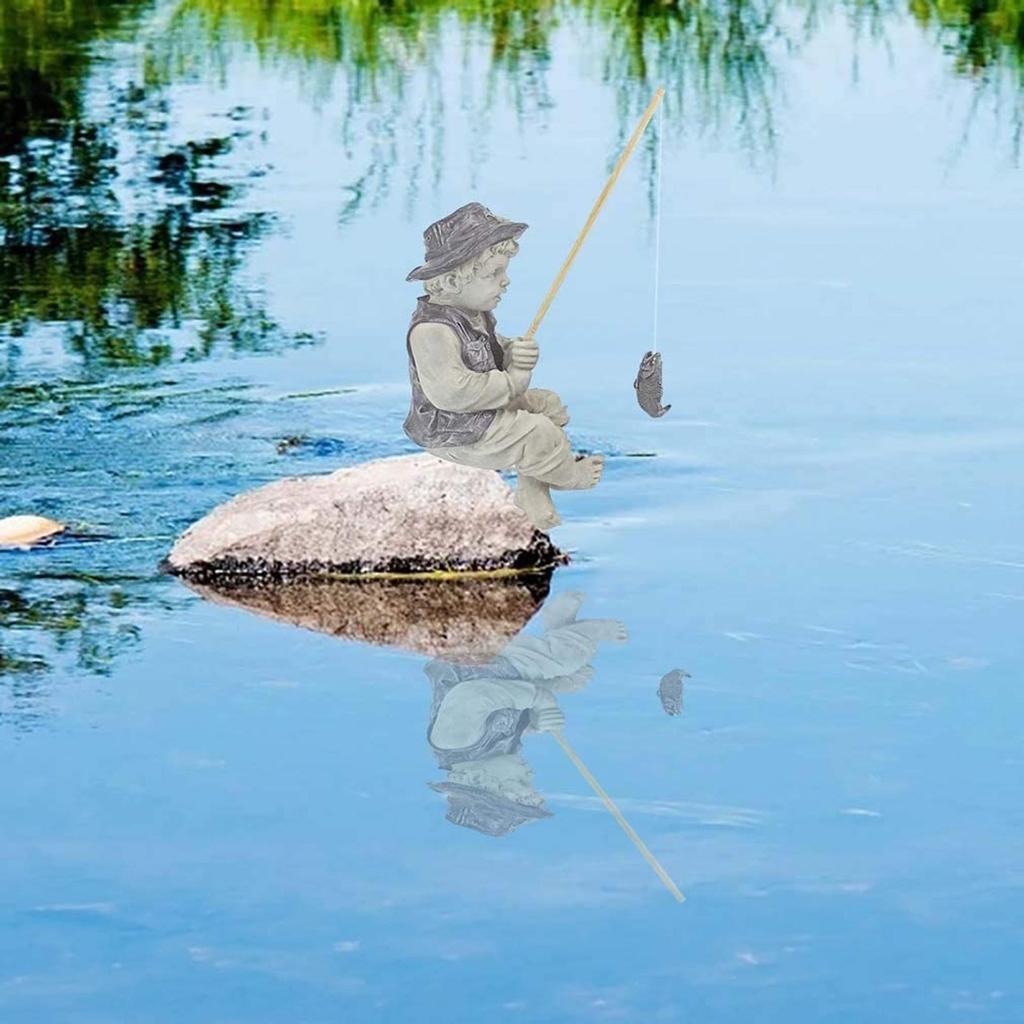 Little Boy Fisherman Garden Statue Figurine by HitMyNeed