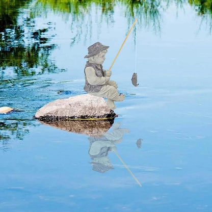 Little Boy Fisherman Garden Statue Figurine by HitMyNeed