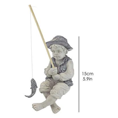 Little Boy Fisherman Garden Statue Figurine by HitMyNeed