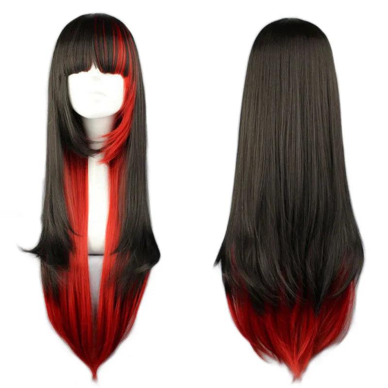Long Black Red Ombre Straight Cosplay Wig 24" black-red-1 by HitMyNeed
