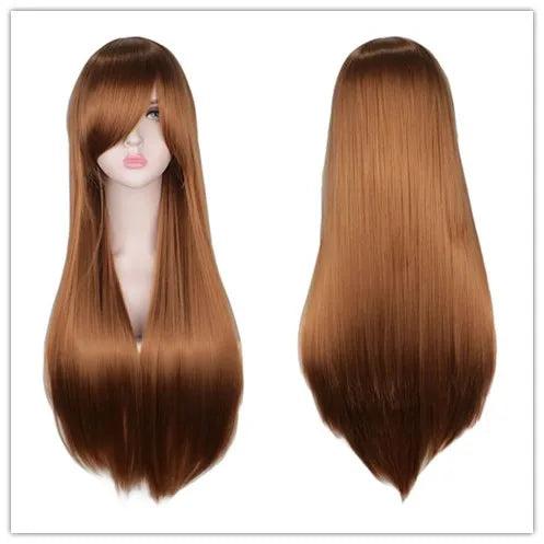 Long Black Red Ombre Straight Cosplay Wig 24" brown by HitMyNeed