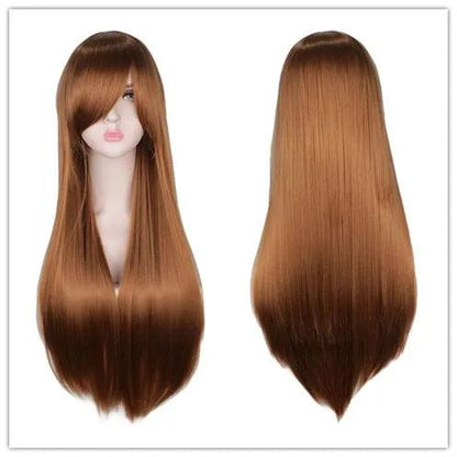Long Black Red Ombre Straight Cosplay Wig 24" brown by HitMyNeed