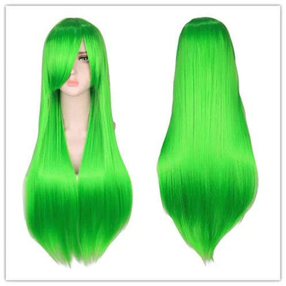 Long Black Red Ombre Straight Cosplay Wig 24" green by HitMyNeed