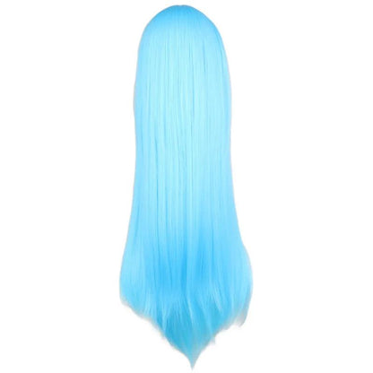 Long Black Red Ombre Straight Cosplay Wig 24" light-blue by HitMyNeed