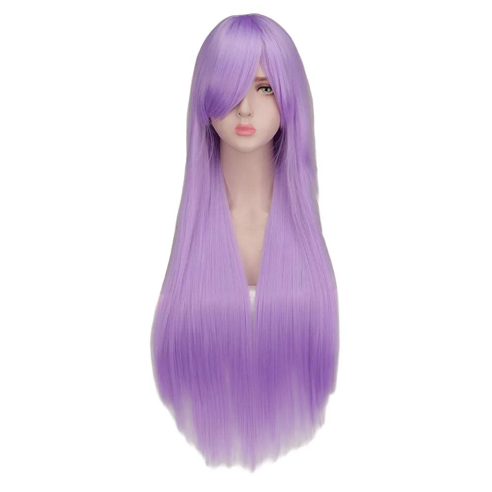 Long Black Red Ombre Straight Cosplay Wig 24" light-purple by HitMyNeed