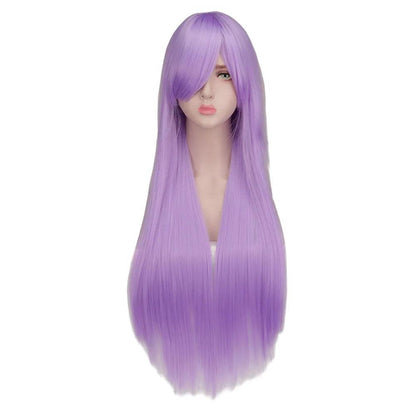 Long Black Red Ombre Straight Cosplay Wig 24" light-purple by HitMyNeed
