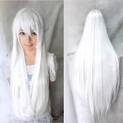 Long Black Red Ombre Straight Cosplay Wig 24" white by HitMyNeed