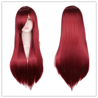 Long Black Red Ombre Straight Cosplay Wig 24" wine-red by HitMyNeed