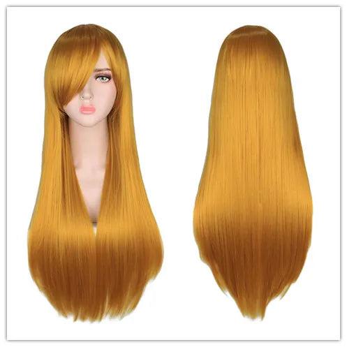 Long Black Red Ombre Straight Cosplay Wig 24" yellow by HitMyNeed