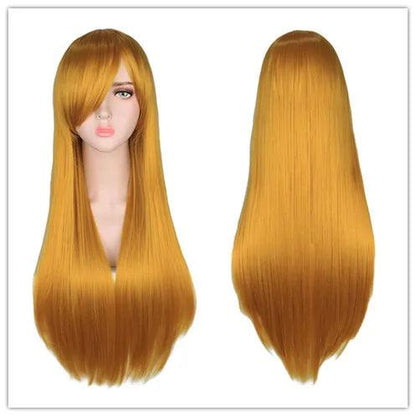 Long Black Red Ombre Straight Cosplay Wig 24" yellow by HitMyNeed