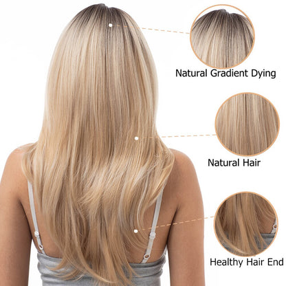 Long Blonde Layered Synthetic Wig with Bangs by HitMyNeed
