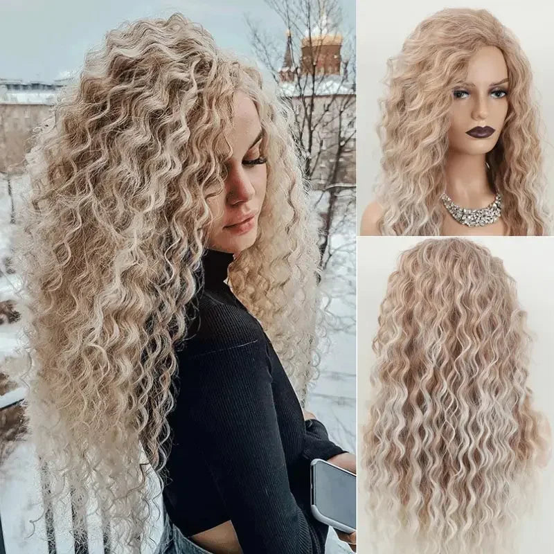 Long Blonde Ombre Curly Wave Heat-Resistant Wig 6.0 by HitMyNeed