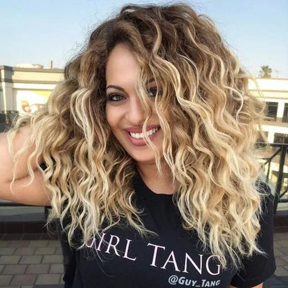 Long Blonde Ombre Curly Wave Heat-Resistant Wig blonde by HitMyNeed