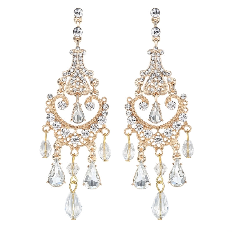 Long Crystal Chandelier Earrings for Women by HitMyNeed
