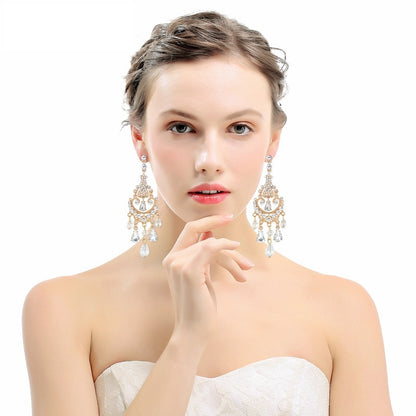 Long Crystal Chandelier Earrings for Women by HitMyNeed