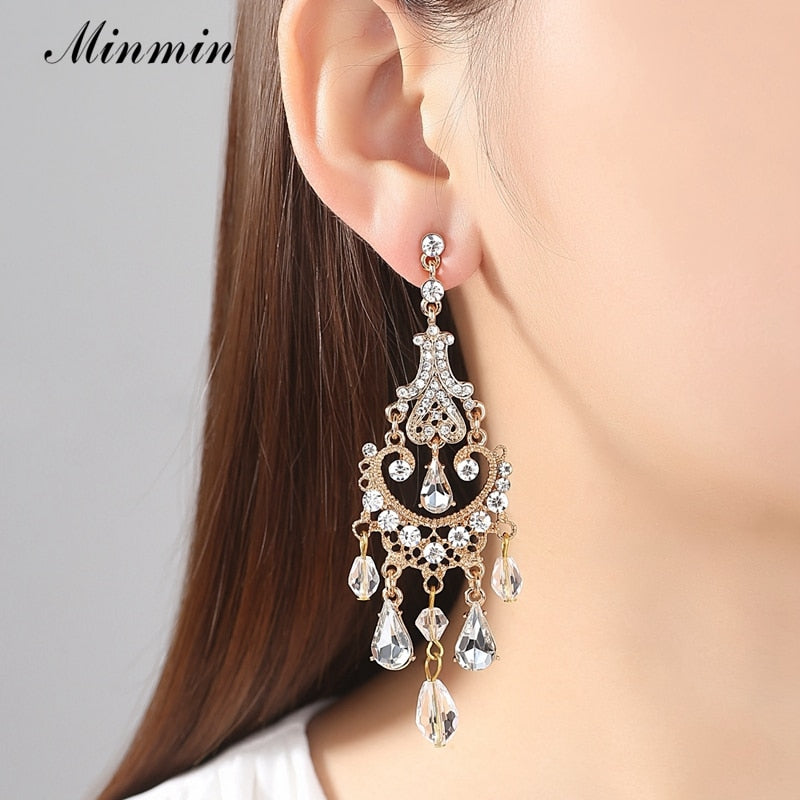 Long Crystal Chandelier Earrings for Women by HitMyNeed
