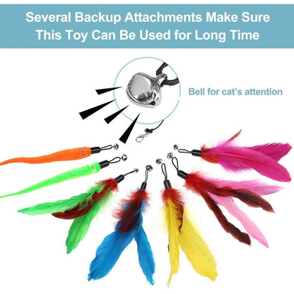 Long Handle Feather Cat Tickler Wand Set (11 pcs) by HitMyNeed