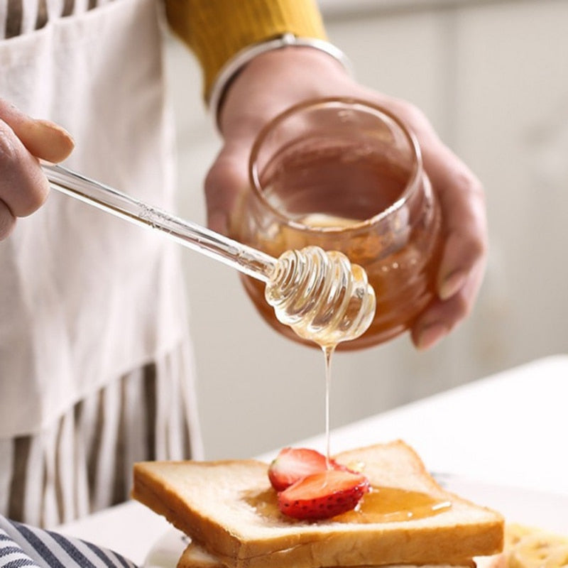 Long Handle Glass Honey Dipper for Honey & Syrup by HitMyNeed