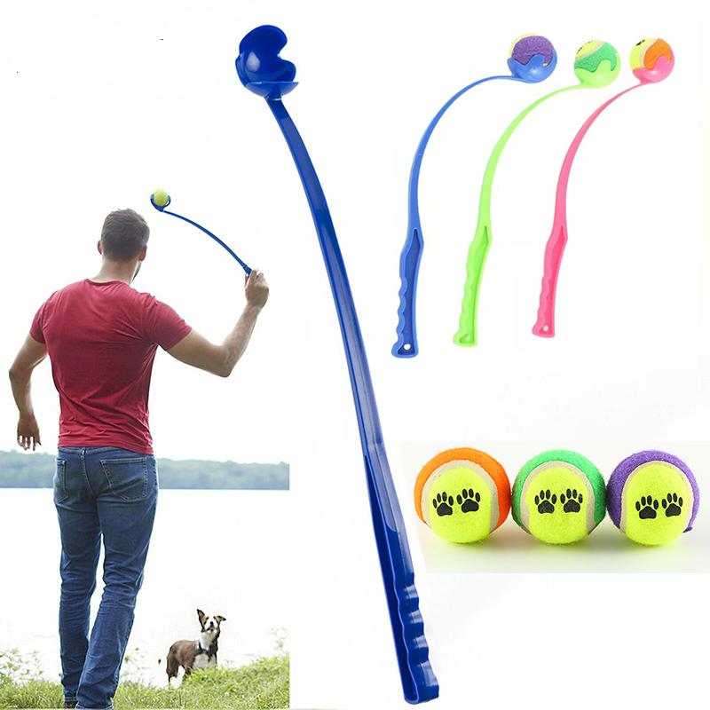 Long Handle Manual Dog Ball Thrower with Ball by HitMyNeed