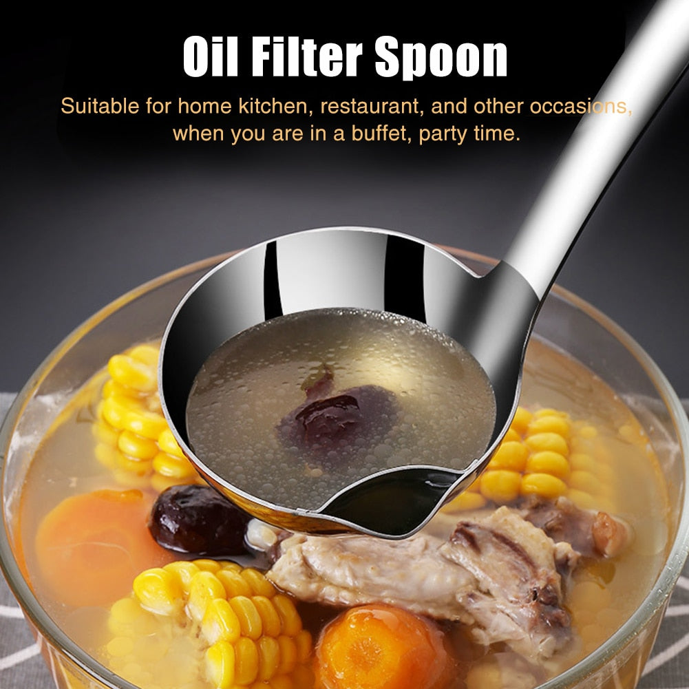 Long Handle Stainless Steel Oil Strainer Spoon by HitMyNeed