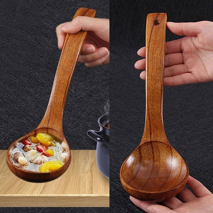 Long Handle Wooden Soup Ladle for Cooking & Serving by HitMyNeed