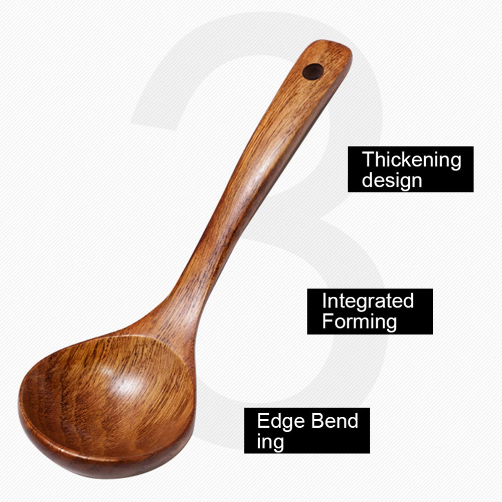 Long Handle Wooden Soup Ladle for Cooking & Serving by HitMyNeed