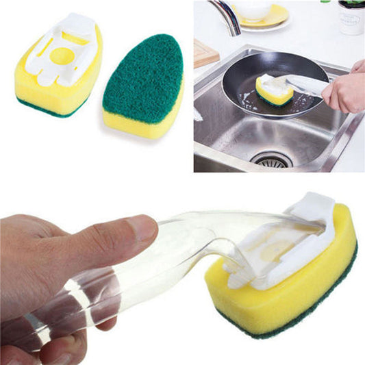 Long-Handled Soap Dispensing Kitchen Sponge Brush by HitMyNeed