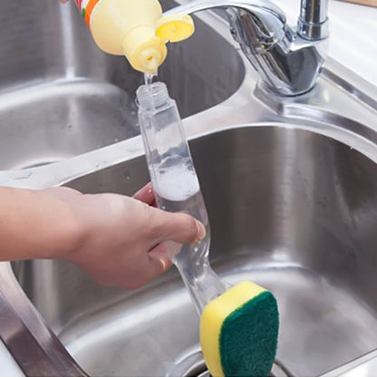 Long-Handled Soap Dispensing Kitchen Sponge Brush by HitMyNeed