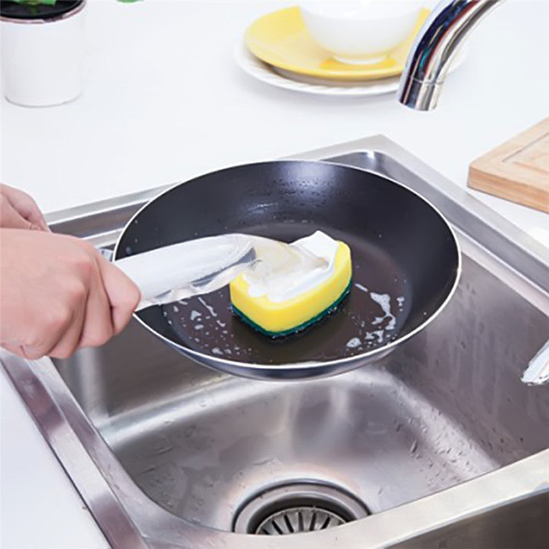 Long-Handled Soap Dispensing Kitchen Sponge Brush by HitMyNeed