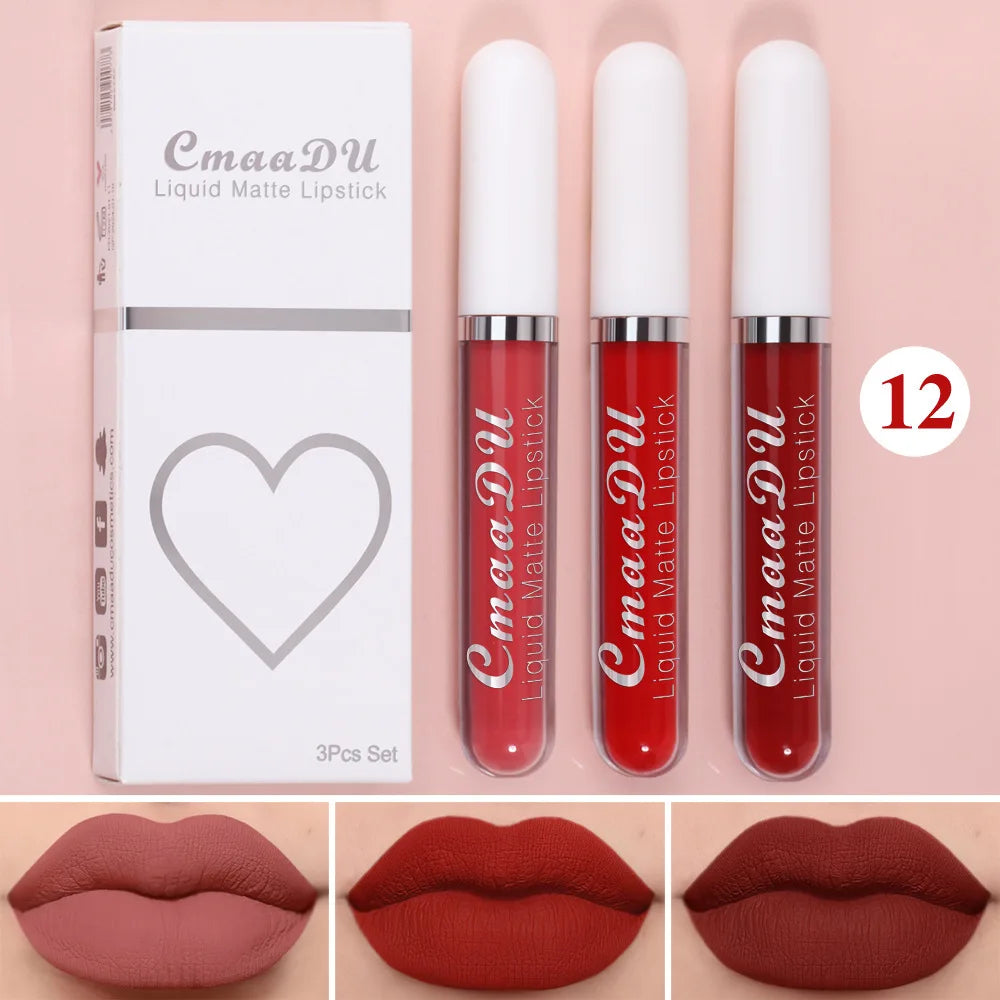 Long Lasting Velvet Matte Liquid Lipstick Waterproof set-12 by HitMyNeed