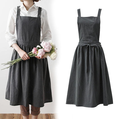 Long Minimalist Florist Apron in Cotton Linen by HitMyNeed