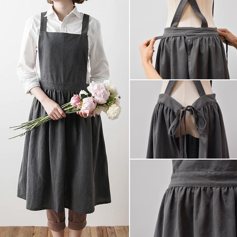 Long Minimalist Florist Apron in Cotton Linen by HitMyNeed
