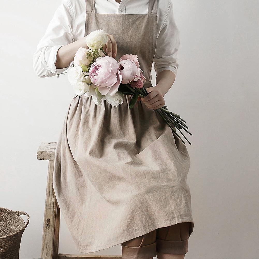 Long Minimalist Florist Apron in Cotton Linen by HitMyNeed