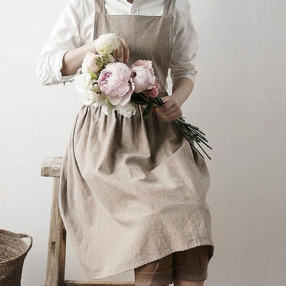 Long Minimalist Florist Apron in Cotton Linen by HitMyNeed