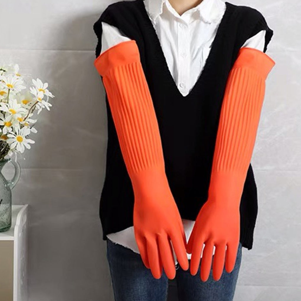 Long Rubber Cleaning Gloves with Extended Cuffs by HitMyNeed