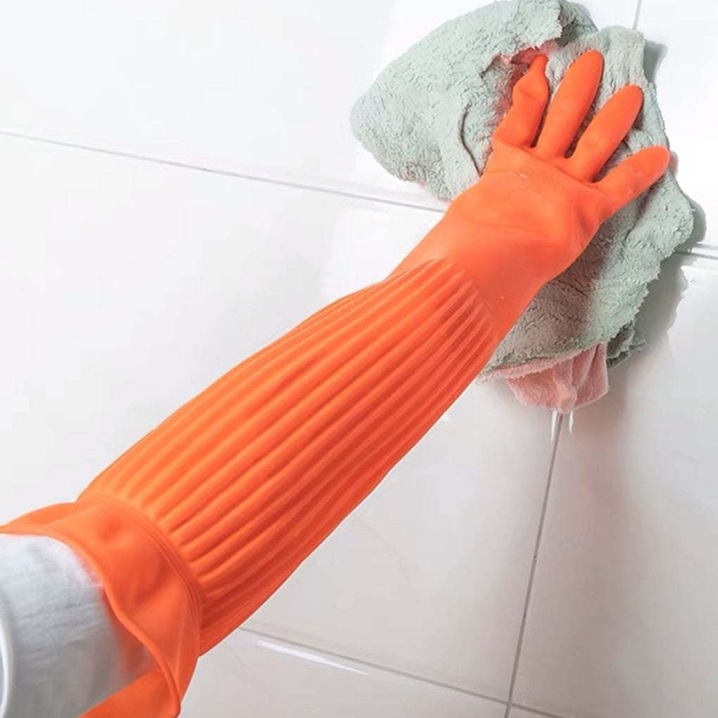 Long Rubber Cleaning Gloves with Extended Cuffs by HitMyNeed
