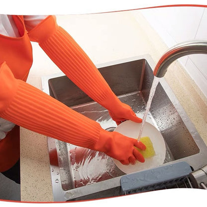Long Rubber Cleaning Gloves with Extended Cuffs by HitMyNeed