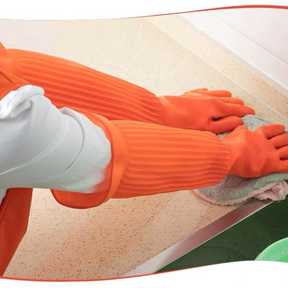 Long Rubber Cleaning Gloves with Extended Cuffs by HitMyNeed