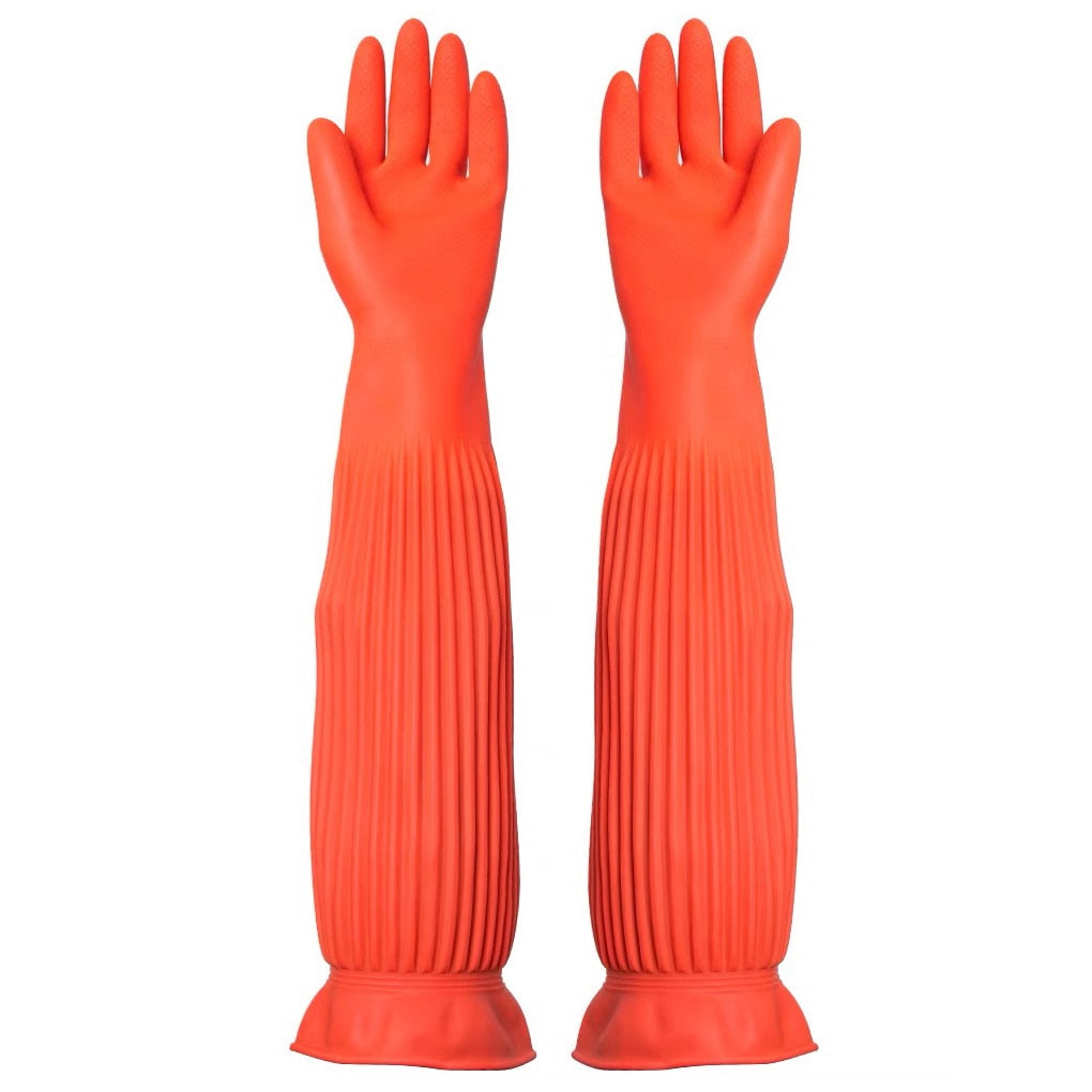 Long Rubber Cleaning Gloves with Extended Cuffs by HitMyNeed