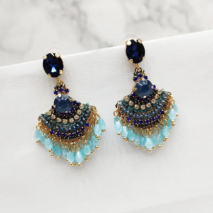 Long Tassel Fan Shaped Crystal Earrings 3.0 by HitMyNeed