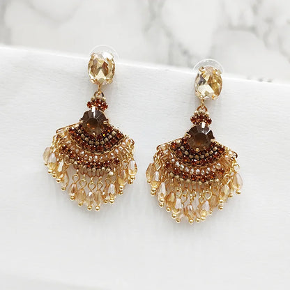Long Tassel Fan Shaped Crystal Earrings 5.0 by HitMyNeed