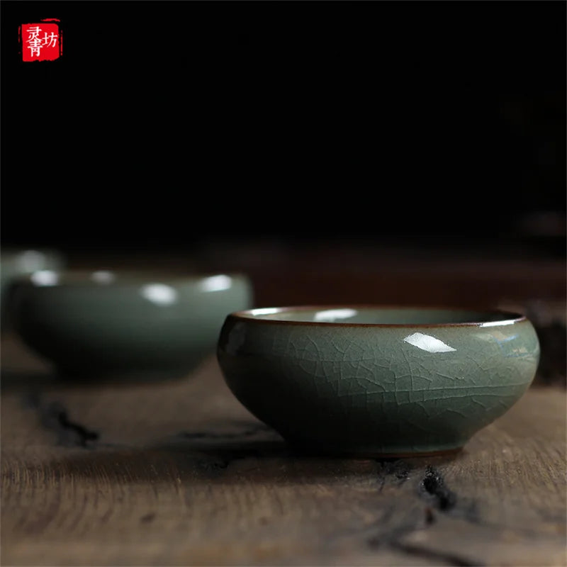 Longquan Celadon Golden Fish Porcelain Teacup 60ml by HitMyNeed