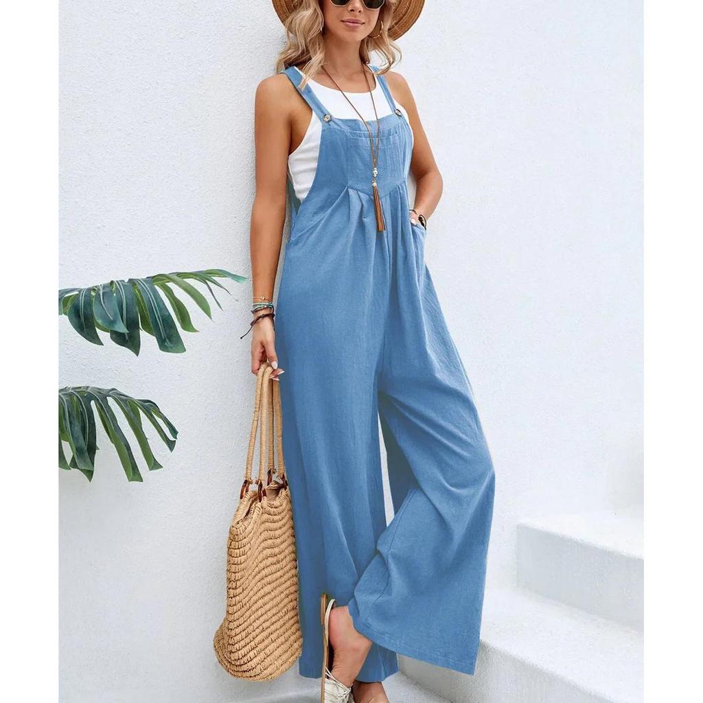 Loose Fit Wide Leg Jumpsuit for Women light-blue l by HitMyNeed